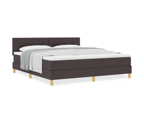 Cama con Somier y Colchón Marrón Oscuro 180x200 cm Tela