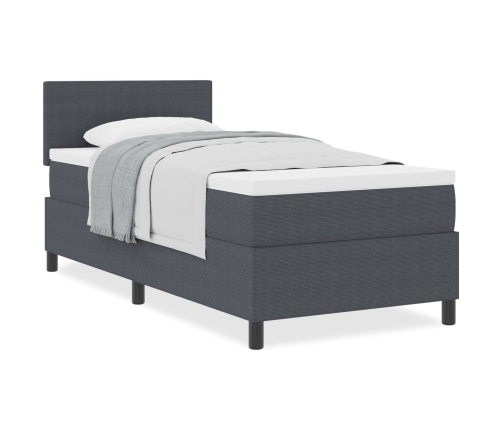 Cama con Base de Resorte y Colchón Gris Oscuro 100x200 cm Tela de Pana