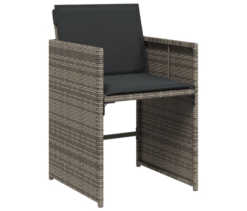 Set de Comedor de Jardín  de 5 Piezas con Cojines Gris Ratán Poliéster