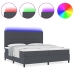 Cama con Somier  con Colchón&LED Gris Oscuro 200x200 cm Tela de Pana