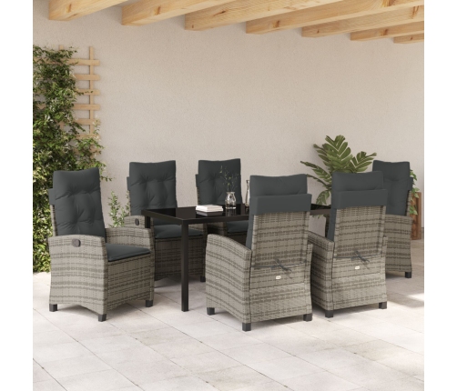 Conjunto de Comedor de Jardín de 7 Piezas  con Cojines Gris Poliratán