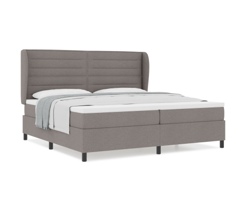 Cama con somier  y colchón taupe 200x200 cm en tela