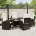 Set de Comedor de Jardín de 5 Piezas con Cojines Marrón Poliratán