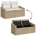 Conjunto de Comedor Jardín de 6 Piezas con Cojines Beige Ratán Poliéster