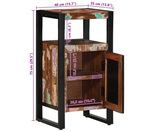 Armario de Baño Multicolor 40x35x75 cm Madera Sólida Recuperada
