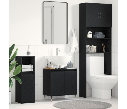Gabinete para Lavabo  Roble Negro 58x33x60 cm Madera Elaborada