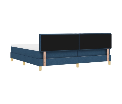 Cama Box Spring  con Colchón Azul 200x200 cm Tela