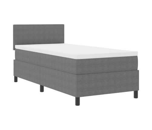 Cama con Base  con Colchón Gris Claro 90x200 cm Tela de Pana