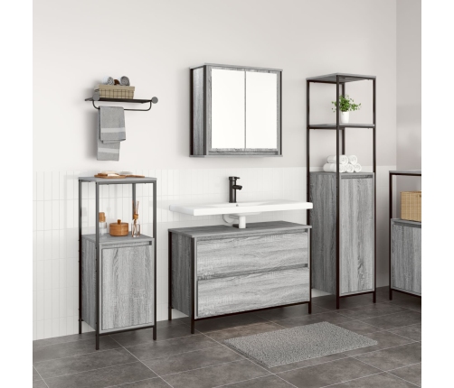 Conjunto de Muebles de Baño de 3 Piezas  Gris Sonoma de Madera Elaborada