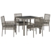 Conjunto de Comedor de Jardín de 5 Piezas con Cojines Gris de Poliratán