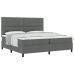 Cama con base y colchón gris oscuro 200x200 cm de tela