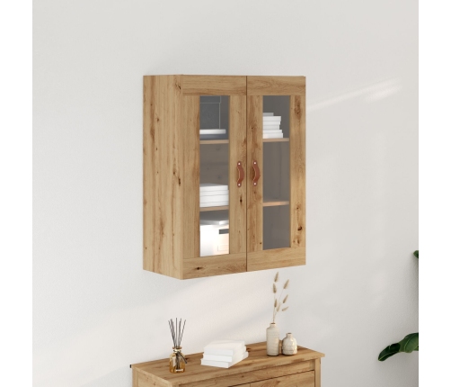 Armario de Pared  con Puertas de Cristal Roble Artesano 69,5x34x90 cm
