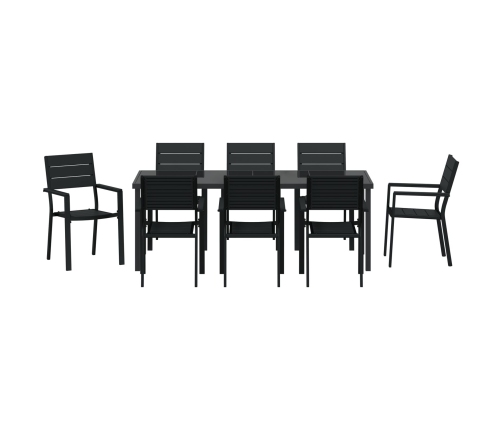 Juego de Comedor de Jardín de 9 Piezas HDPE Negro