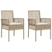 sillas de jardín  2 pcs con cojines beige de ratán
