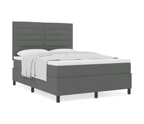 Cama con Somier  Gris Oscuro 140x190 cm Tela