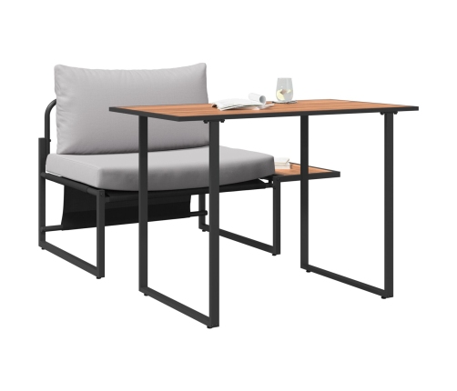 Conjunto de Comedor de Jardín de 2 Piezas Silla Individual con Cojines Gris Claro