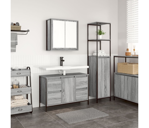 Conjunto de mueble de baño de 2 piezas  Gris Sonoma de madera elaborada