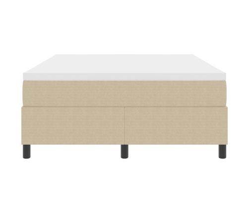 Cama Box Spring  con Colchón Verde Claro Gris 160x200 cm Tela de Corduroy