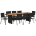 Set de comedor de jardín de 9 piezas  negro de poli ratán