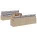 Conjunto de Comedor de Jardín de 9 Piezas con Cojines Beige Ratán Poliéster Acacia