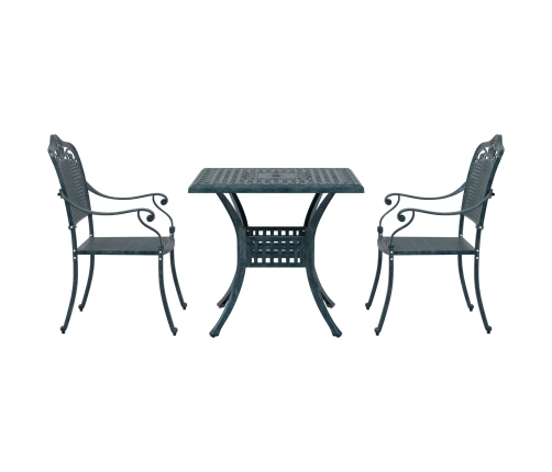 Set de Bistro de Jardín de 3 Piezas  Verde de Aluminio Fundido
