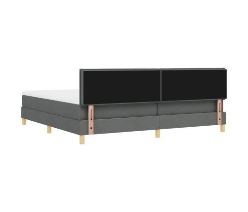 Cama con Base de Muelles con Colchón Gris Oscuro 200x200 cm Tela