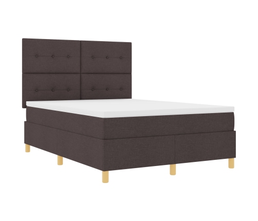 Cama con Somier y Colchón  Marrón Oscuro 140x200 cm Tela