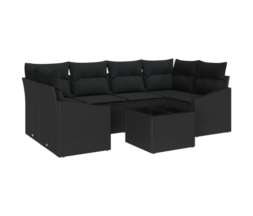 Conjunto de Sofás de Jardín  7 Piezas Negro Poliratán