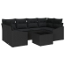 Conjunto de Sofás de Jardín  7 Piezas Negro Poliratán