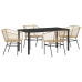Conjunto de Comedor de Jardín  de 5 Piezas Rattán Poliéster Marrón
