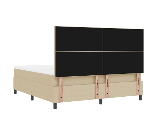 Cama Tapizada  con Colchón y Luz LED Verde Gris Rey Super Acanalado
