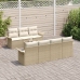 Conjunto de Sofá de Jardín de 8 Piezas con Cojines Beige Ratán Polipropileno