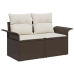 Set de Sofás de Jardín  Set de 6 Marrón y Crema Poliratán, Poliéster