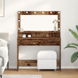 Mesa de Tocador con Luces LED - Madera Vintage - 100x41x135 cm