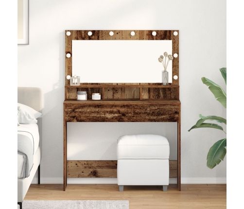 Mesa de Tocador con Luces LED - Madera Vintage - 100x41x135 cm