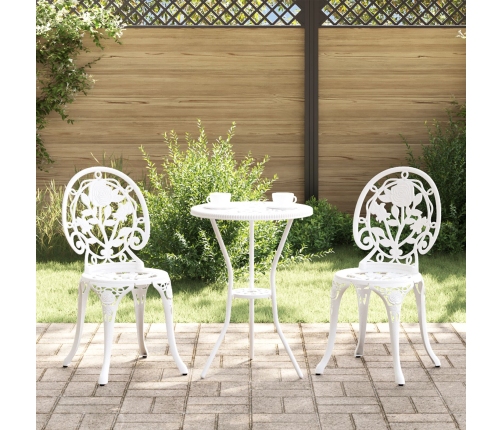 Conjunto de Bistro de Jardín de 3 Piezas  Blanco de Aluminio Fundido