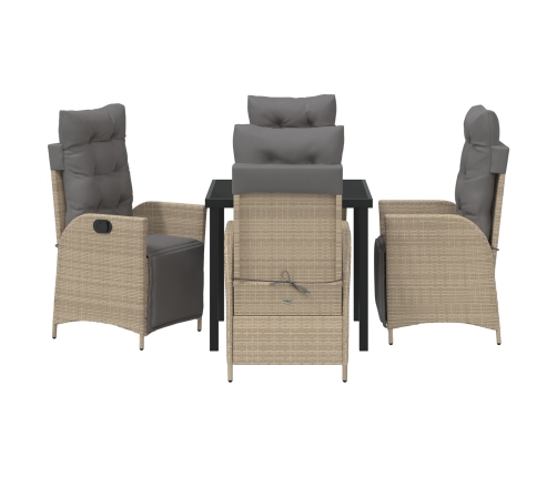 Set de 5 piezas de jardín color beige de ratán sintético