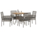 Juego de Comedor de Jardín de 5 Piezas con Cojines Gris Poliratán