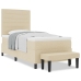 Cama de Somier  con Colchón y Banco Crema 100x200 cm Tela