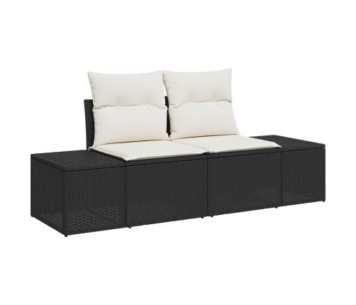 Set de Sofás de Jardín de 8 Piezas con Cojines Ratán Polivalente Negro