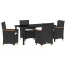 Set de Comedor de Jardín  de 5 Piezas con Cojines Negro Poliratán