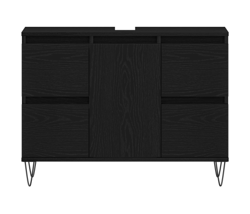 Mueble para lavabo de baño  Negro Roble 80x33x60 cm Madera elaborada