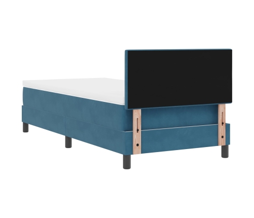 Cama con Somier  con Colchón Azul Oscuro 100x200 cm Terciopelo