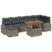 Conjunto de Jardín de 8 Piezas  con Cojines Gris Poly Ratán Acacia