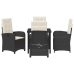 Set de comedor de jardín de 5 piezas con cojines Ratán negro