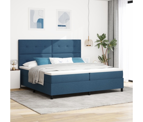 Cama con sommier  con colchón y LED azul 200x200 cm de tela