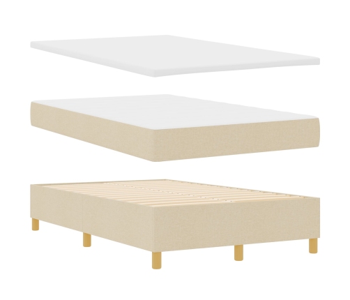 Cama con somier y colchón crema 120x200 cm tela