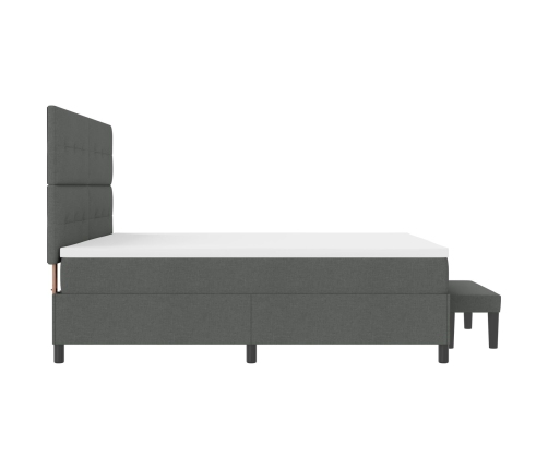 Cama con somier de  con colchón y banco gris oscuro 200x200 cm tela