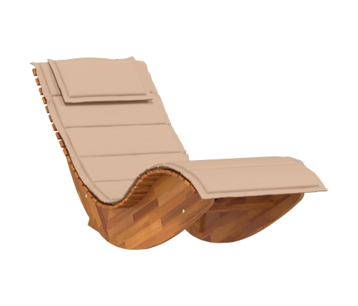 Tumbona de sol Set de 2 Beige Madera y tela tapizada Grande