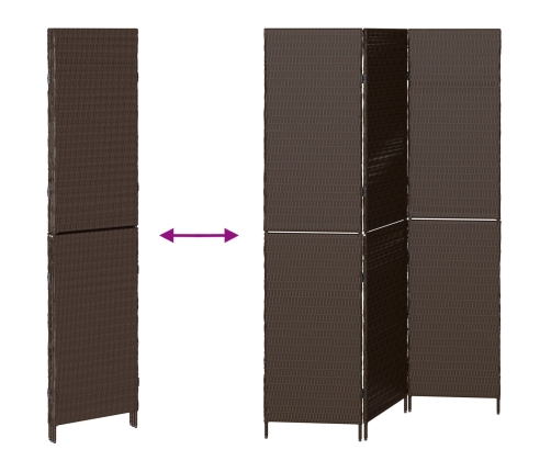 Divisor de habitación  3 paneles plegable marrón 146x180 cm ratán poliéster